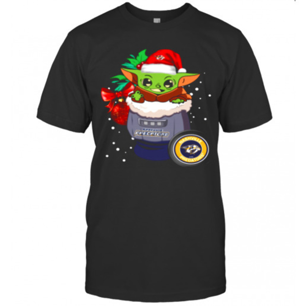 Nashville Predators Christmas Baby Yoda Star Wars Funny Happy Nhl Tshirt